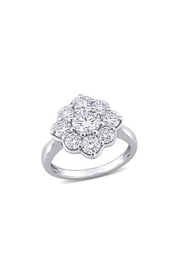 Delmar Lab-created Moissanite Flower Ring In Silver