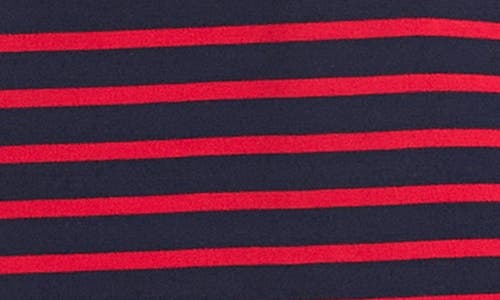 English Factory Stripe Lace-up Shift Dress In Navy/red