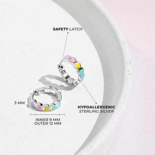 Shop In Season Jewelry Heart Cascade Huggie Hoops In Multi-color