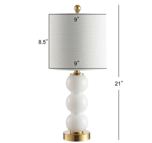 Jonathan Y February 21in Glass Metal Led Table Lamp In White/brass Gold