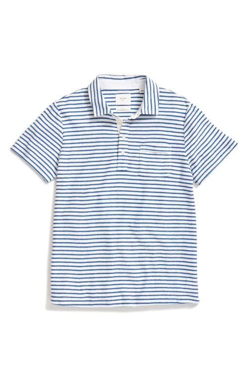 Reverse Stripe Hemp & Cotton Polo in Dark Blue