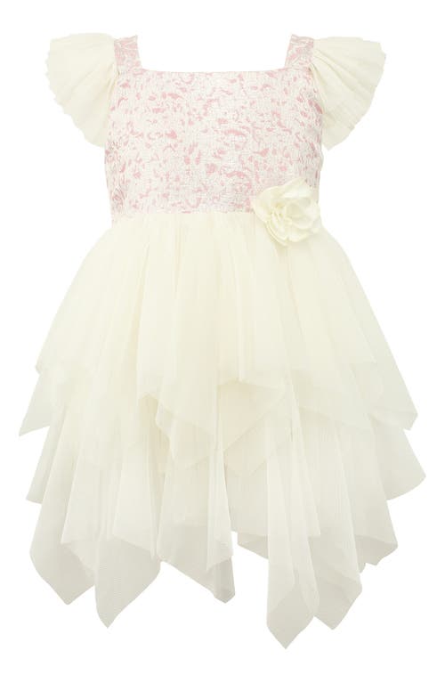 Popatu Kids' Brocade Tulle Dress In Pink/white
