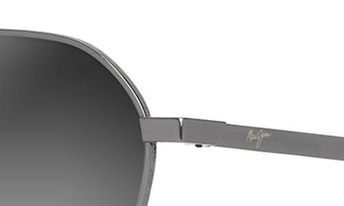 Maui Jim Kaulana 55mm Gradient Polarized Round Sunglasses In Shiny Dark Ruthenium