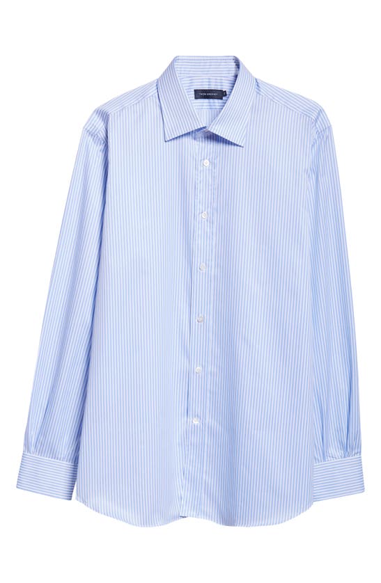 Shop Thom Sweeney Stretch Poplin Button-up Shirt In Sky Blue Bengal