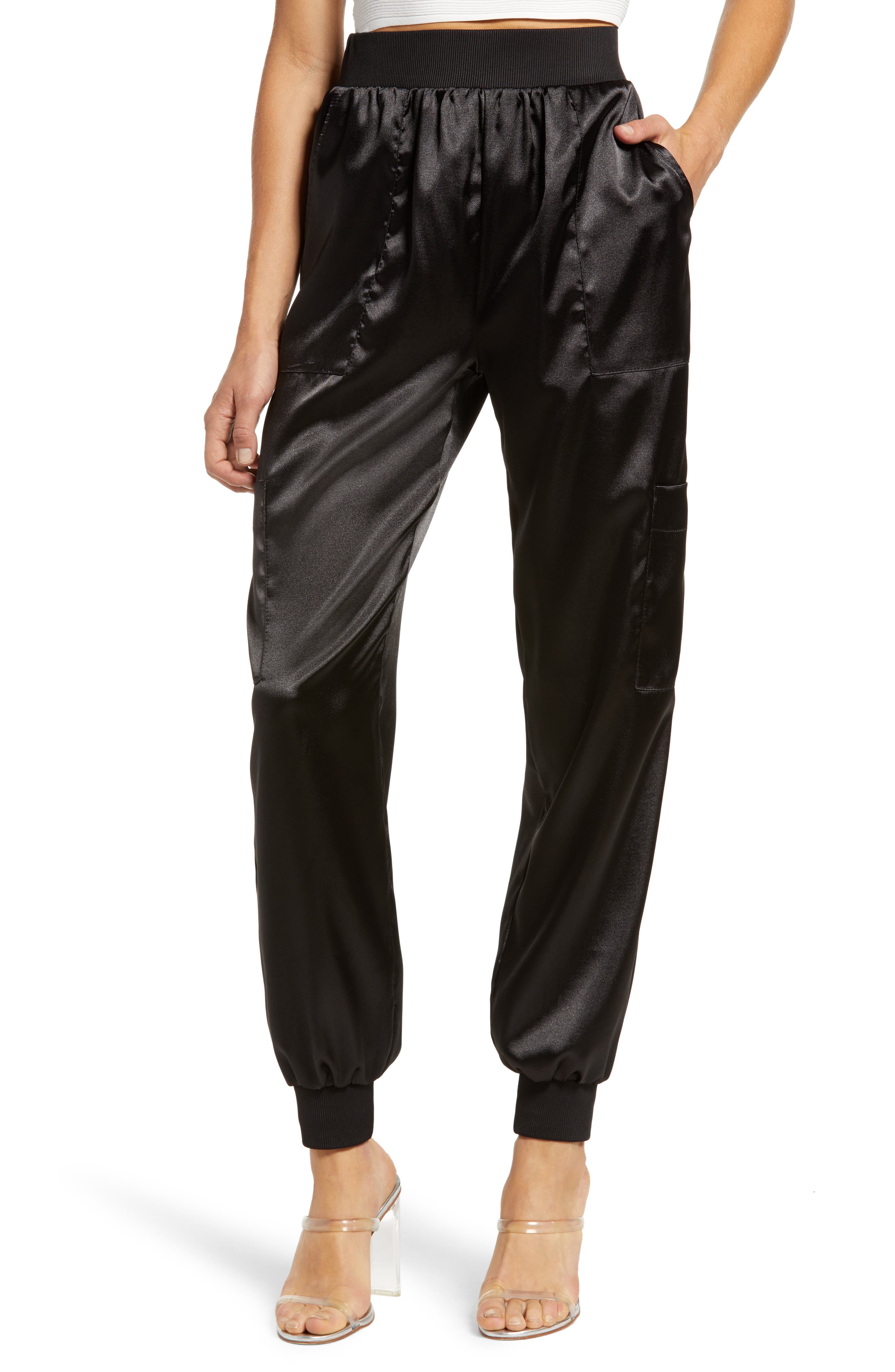 satin cargo joggers