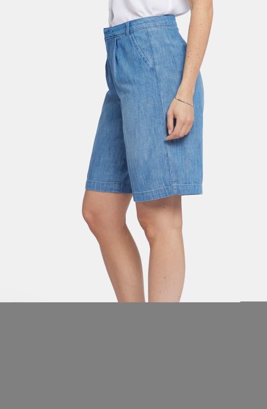 Shop Nydj Relaxed High Waist Denim Bermuda Shorts In Corfu Blue