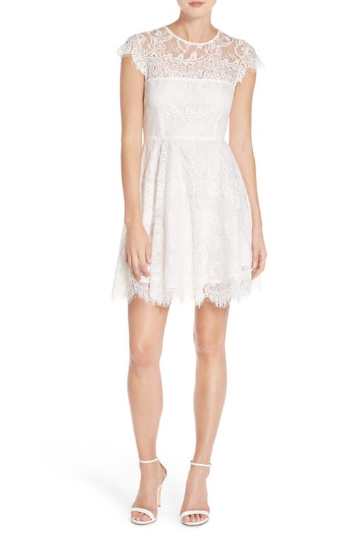BB Dakota Rhianna Open Back Lace Fit & Flare Cocktail Dress in White