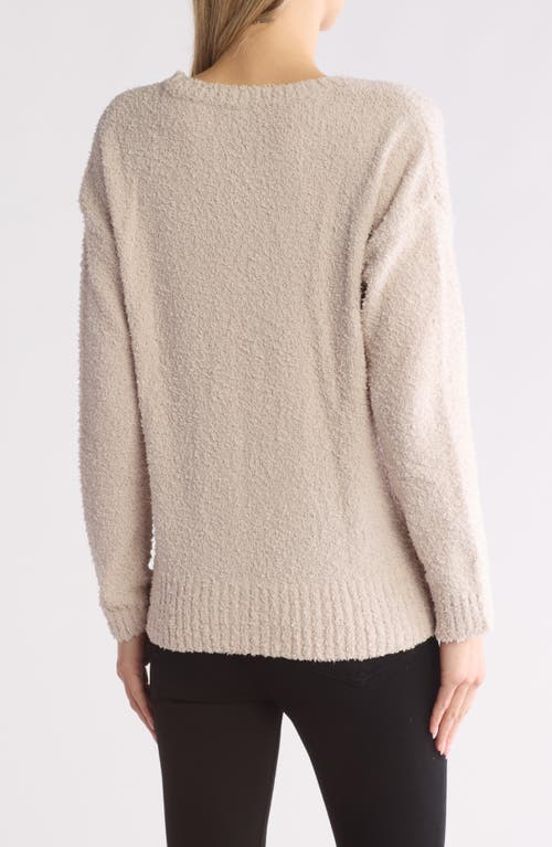 Bobeau Silky Plush Step Hem Sweater In Cream