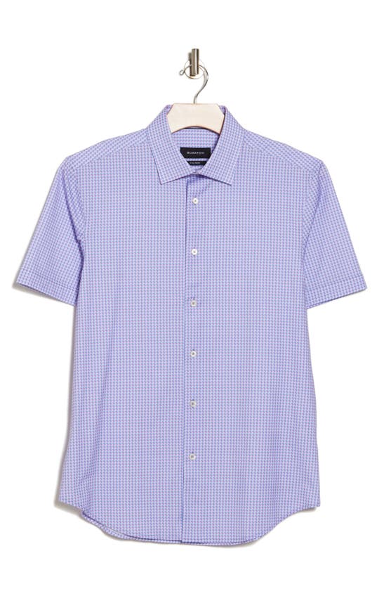 Shop Bugatchi Short Sleeve Woven Shirt In Iris