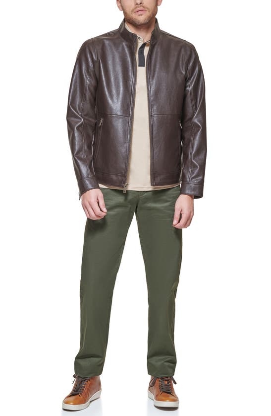 Shop Dockers ® Racer Faux Leather Jacket In Dark Brown