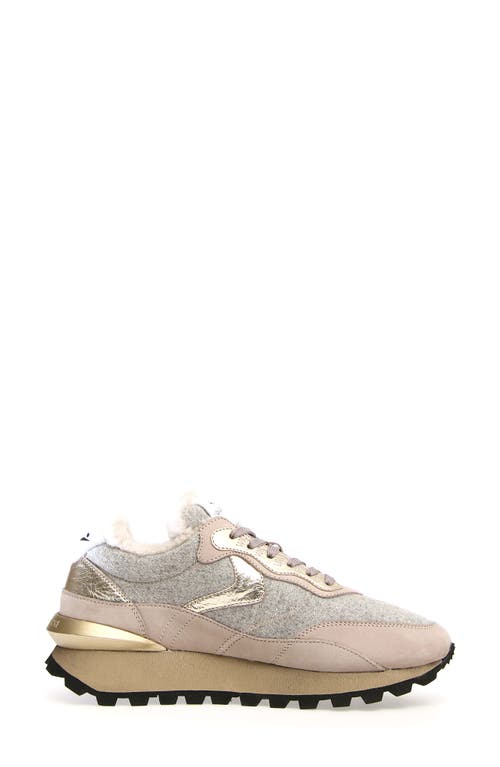 Shop Voile Blanche Awark Hype Faux Fur Sneaker In Cream Grey