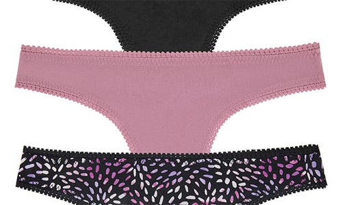 On Gossamer 3-pack Mesh Thongs In Mo/blk/cb