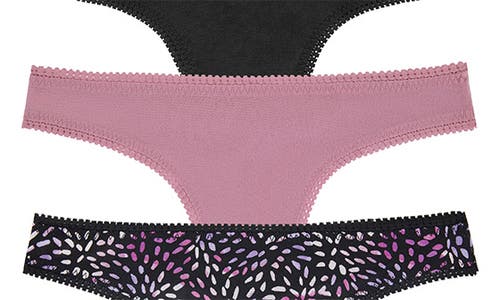 Shop On Gossamer 3-pack Mesh Thongs In Mo/blk/cb