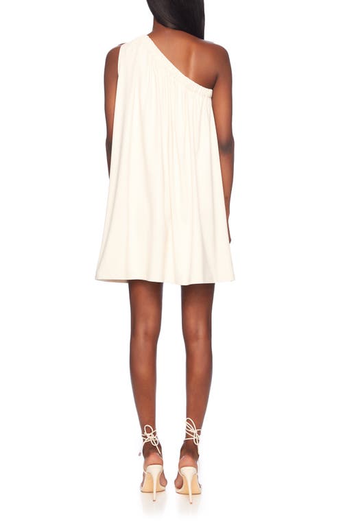 Shop Susana Monaco One-shoulder Trapeze Minidress In Blanched Almond