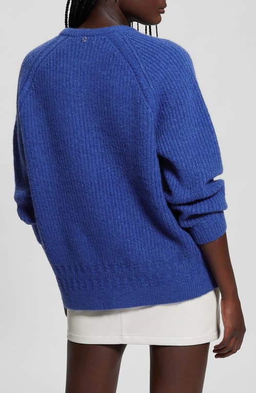 Shop Guess Margo Mixed Stitch Sweater In Surfing Blue