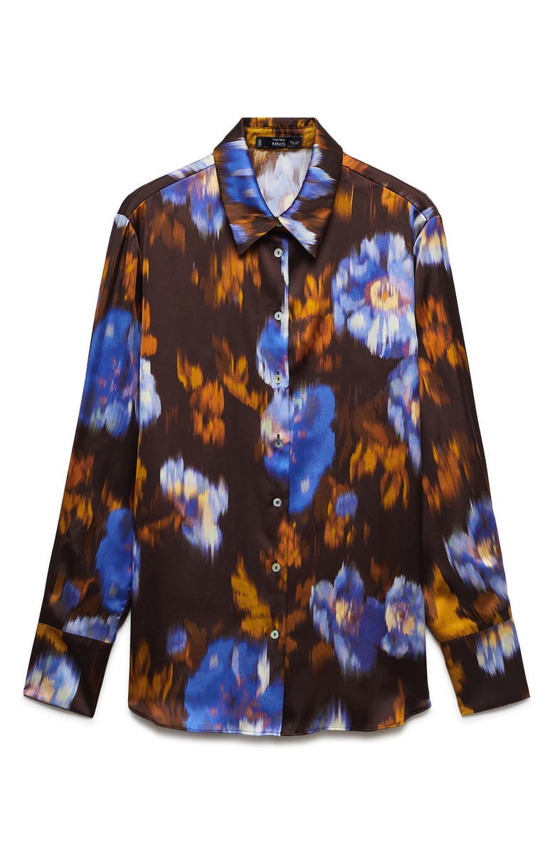 MANGO Print Satin Button-Up Shirt | Nordstrom