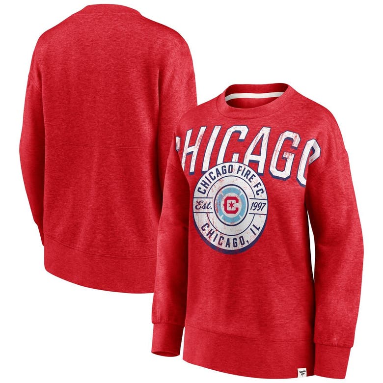 Shop Fanatics Branded Red Chicago Fire True Classics Oversized Pullover Sweatshirt