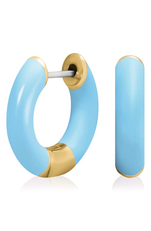 Central Park Tubular Enamel Hoop Earrings In Baby Blue