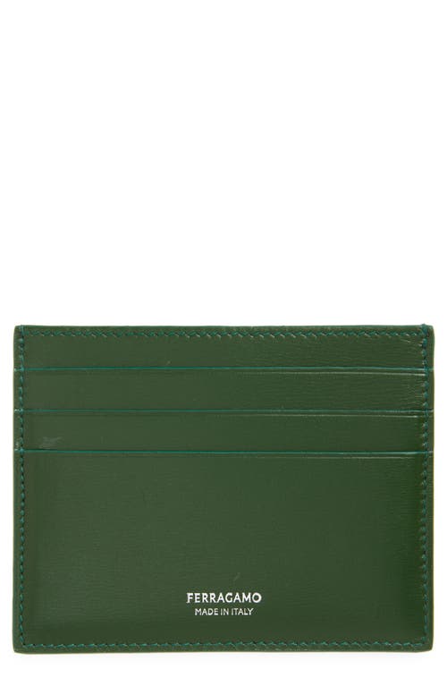 Ferragamo Leather Card Case In Forest Green