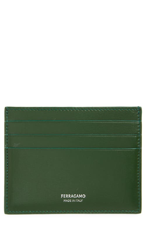 Ferragamo Leather Card Case In Forest Green