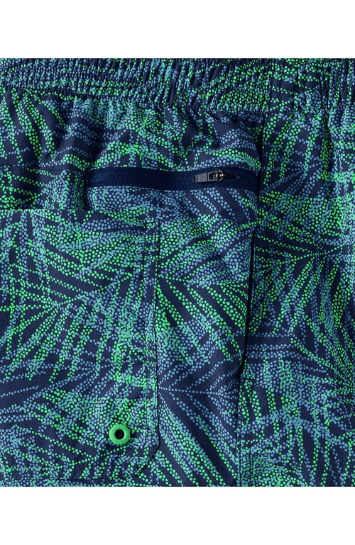 Shop Lands' End 9" Volley Swim Trunks In Deep Sea Navy Stipple Palm