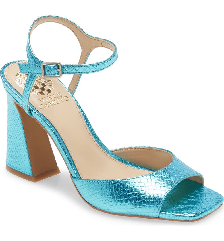 VINCE CAMUTO Roellan Ankle Strap Sandal, Main, color, EVENING JADE FLASH SNAKE