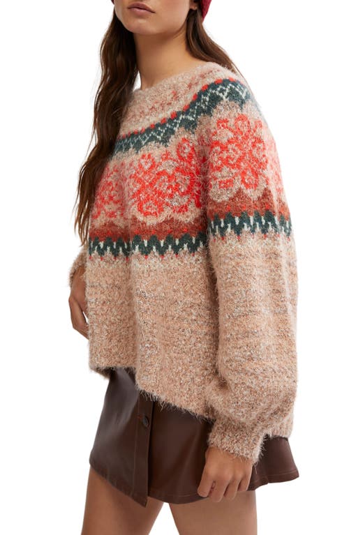 Shop Free People Festive Frost Fair Isle Sweater In Festive Frost Combo