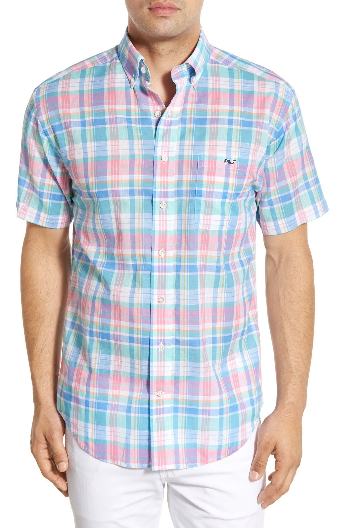 Vineyard Vines 'Chipping Tucker' Slim Fit Short Sleeve Plaid Sport