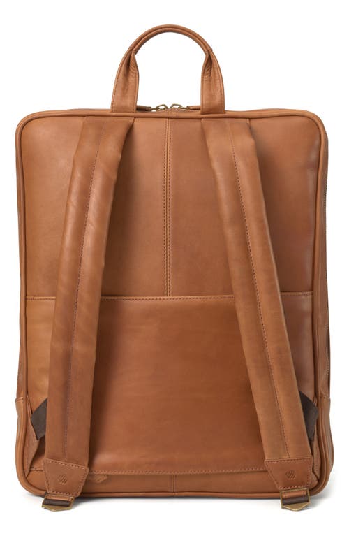Johnston & Murphy Rhodes Water Repellent Leather Commuter Backpack In Tan Full Grain