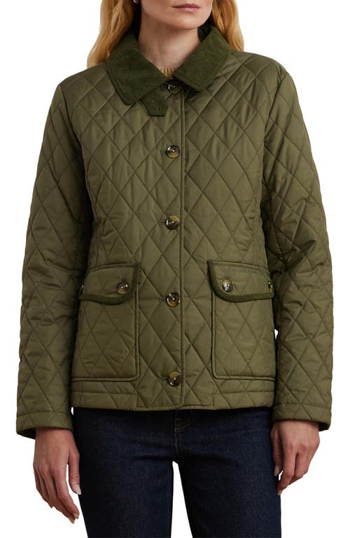 Lauren Ralph Lauren Diamond Quilted Barn Jacket In Olive Fern