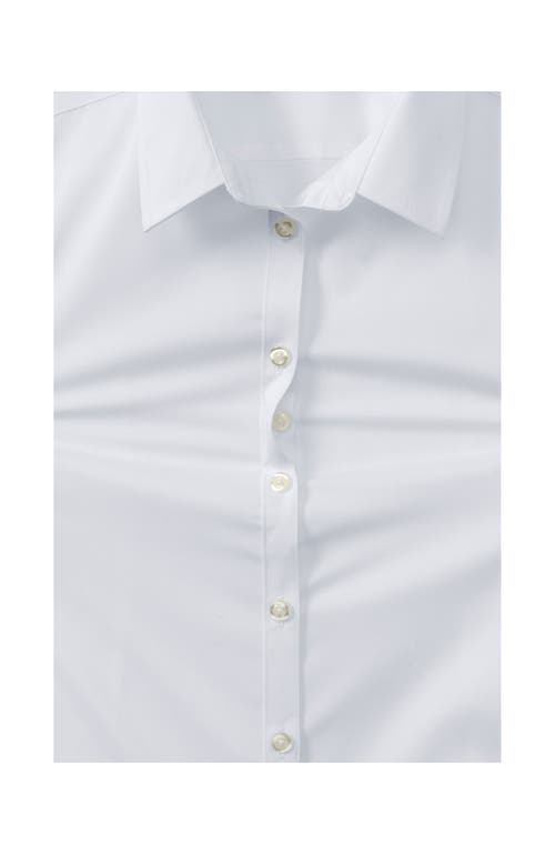 Lands' End School Uniform  No Gape Long Sleeve Stretch Shirt In Pearl White