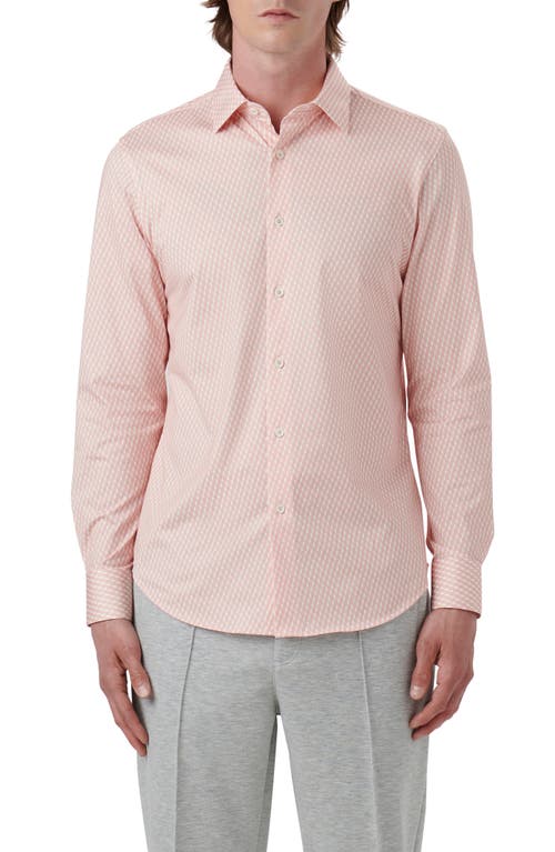 Bugatchi James OoohCotton Serpentine Stripe Button-Up Shirt Dusty Pink at Nordstrom,