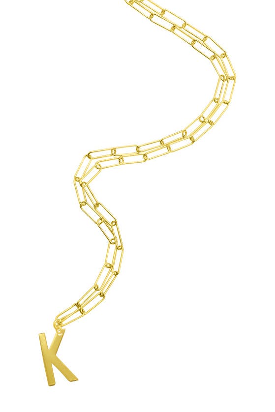 Adornia 14k Yellow Gold Plated Sterling Silver Initial Necklace In Gold - K