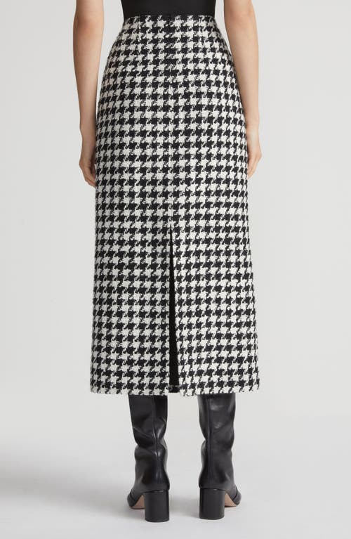 Shop Lafayette 148 New York Twisted Houndstooth Wool Blend Pencil Skirt In Black Multi