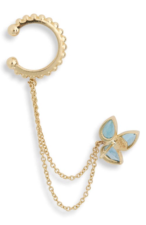 Anzie Bouquet Topaz Cuff & Stud Chain Earring In Blue