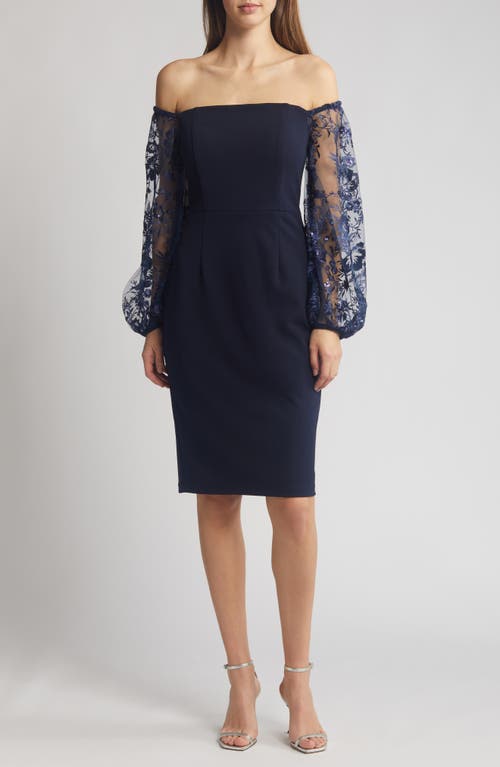 Eliza J Off the Shoulder Long Sleeve Dress Navy at Nordstrom,