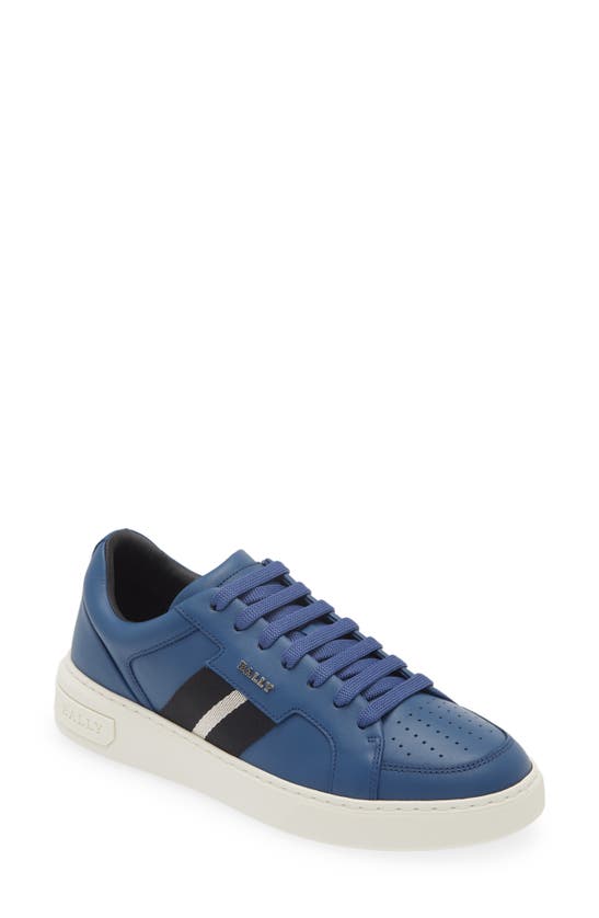 Shop Bally Moony Lizard Embossed Leather Sneaker In Blue Neon 23