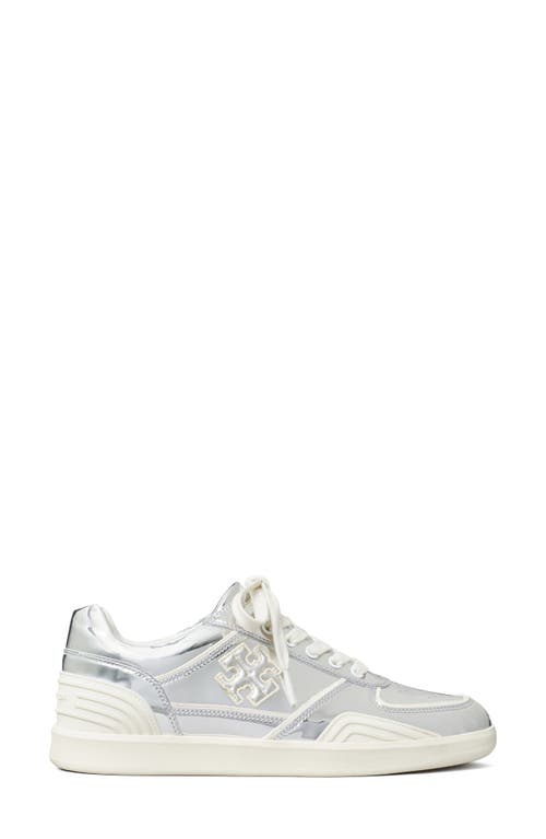 Shop Tory Burch Clover Court Sneaker In Argento/0yster Mushroom