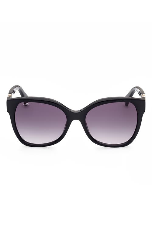 Shop Max Mara Butterfly 56mm Gradient Cat Eye Sunglasses In Shiny Black/gradient Smoke