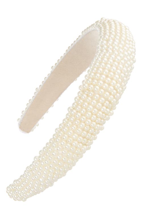 Tasha Imitation Pearl Headband in Ivory at Nordstrom