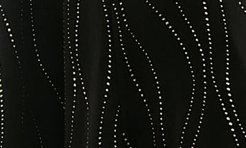 Nina Leonard Sylvia Tie Waist A-line Midi Dress In Black/gold