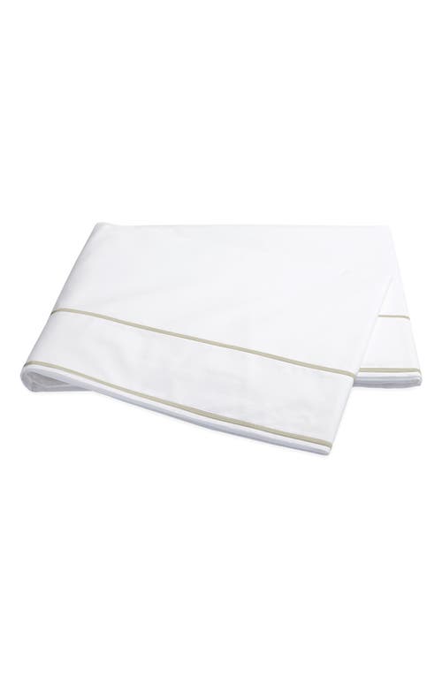 Matouk Ansonia Percale Flat Sheet, Full/queen In White/almond
