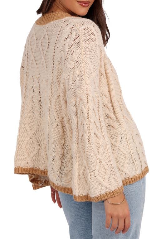 Petal And Pup Petal & Pup Zina Cable Contrast Trapeze Cardigan In Brown