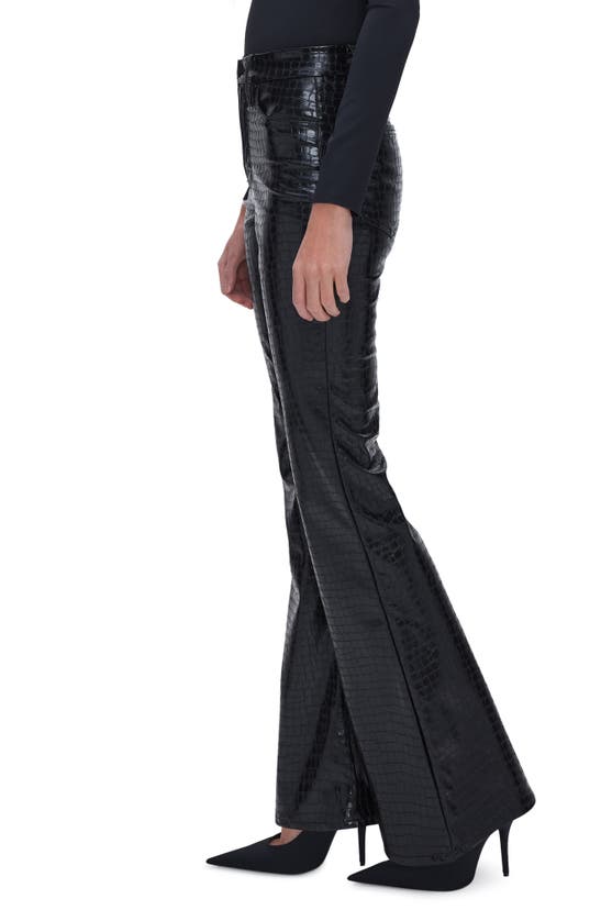 Good American Good Legs Croc Embossed Faux Leather Flare Pants In Black001  | ModeSens