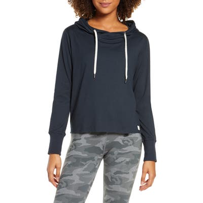 Vuori Sequoia Performance Crop Hoodie, Blue