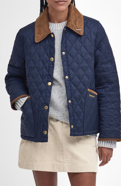 Barbour 30th Anniversary Cropped Liddesdale Womens Quilt In Navy/classic