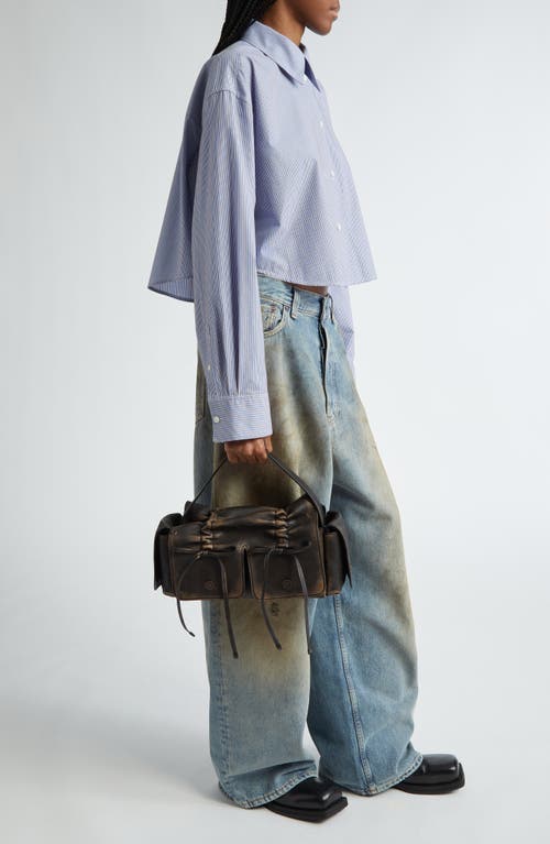 Acne Studios Multipocket Washed Leather Bag In Dark Brown/beige