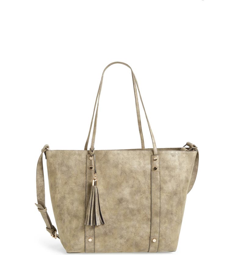 SOLE SOCIETY Two-in-One Faux Leather Open Tote, Main, color, 020
