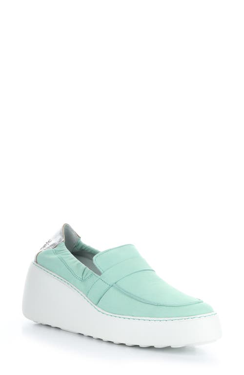 Fly London Duli Platform Wedge Loafer In Mint/silver