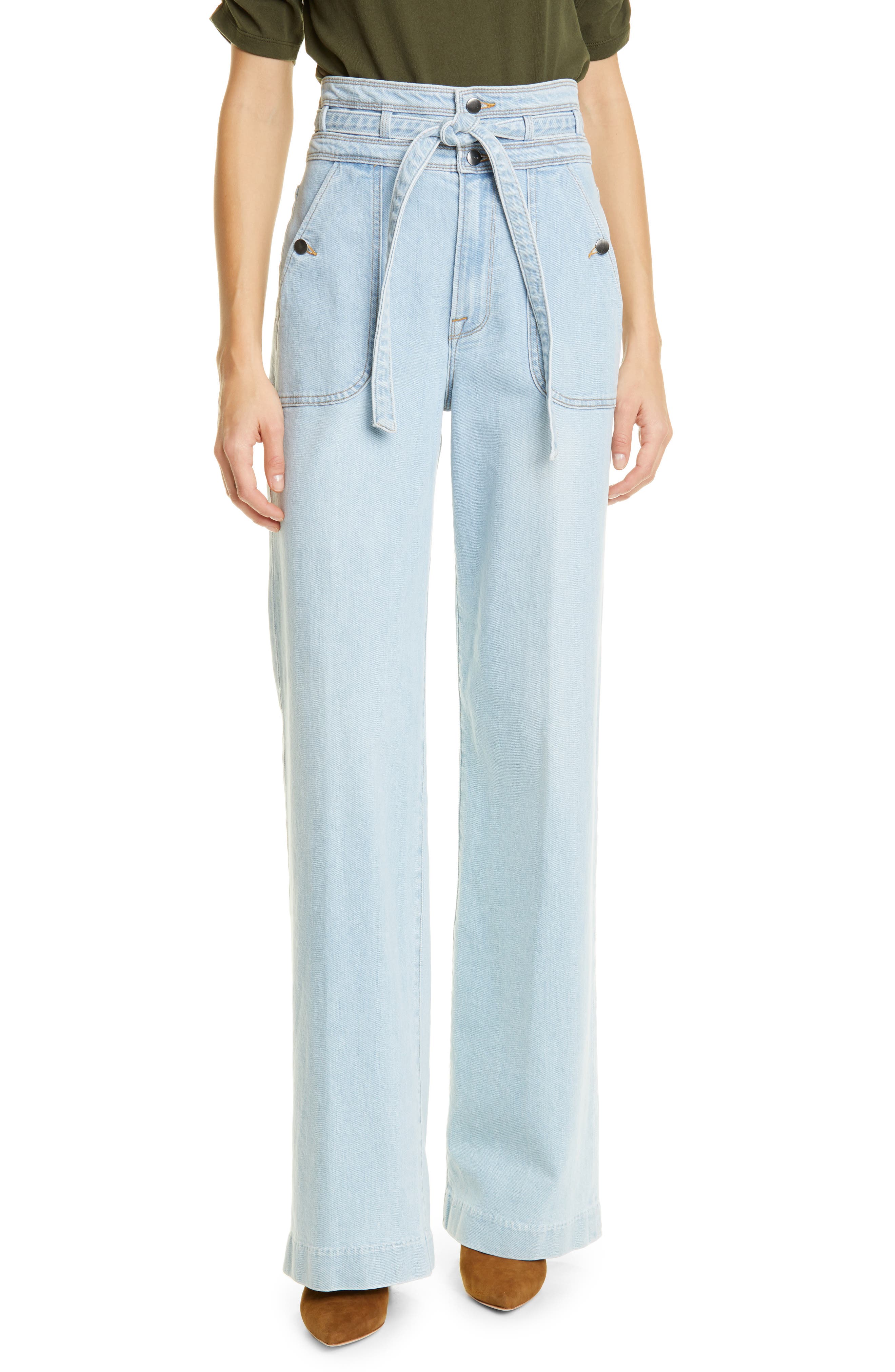 wide leg jeans with tie waist